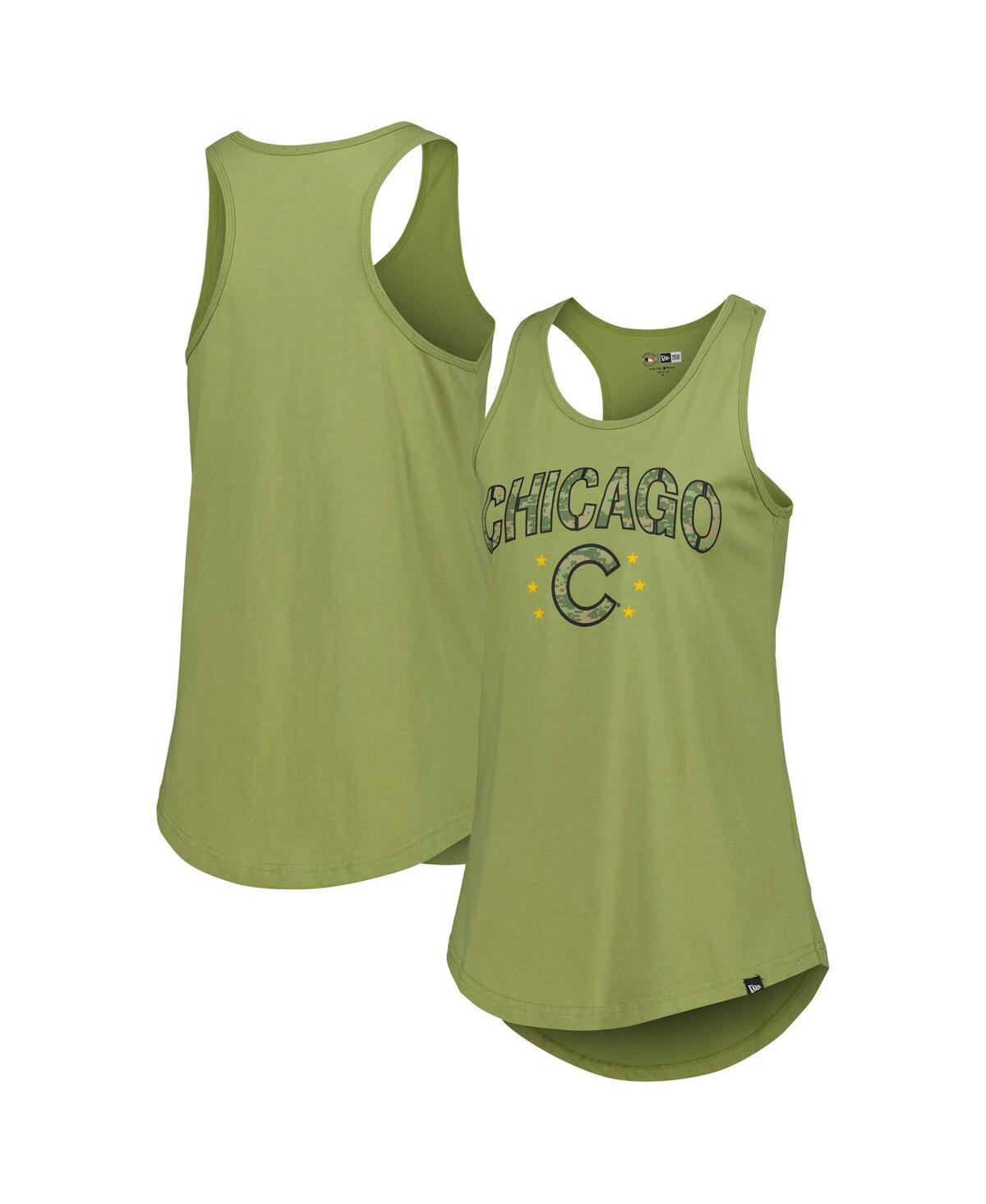 New Era Women's Olive Chicago Cubs Armed Forces Day Tank Top