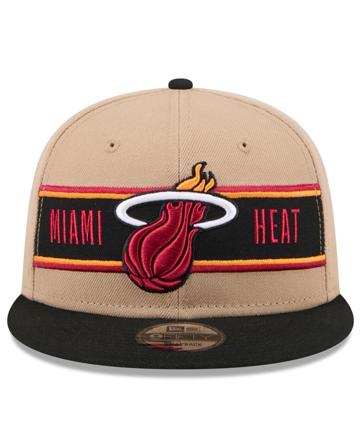 New Era Big Boys And Girls Tan/black Miami Heat 2024 Nba Draft 9fifty Snapback Hat In Tan,black