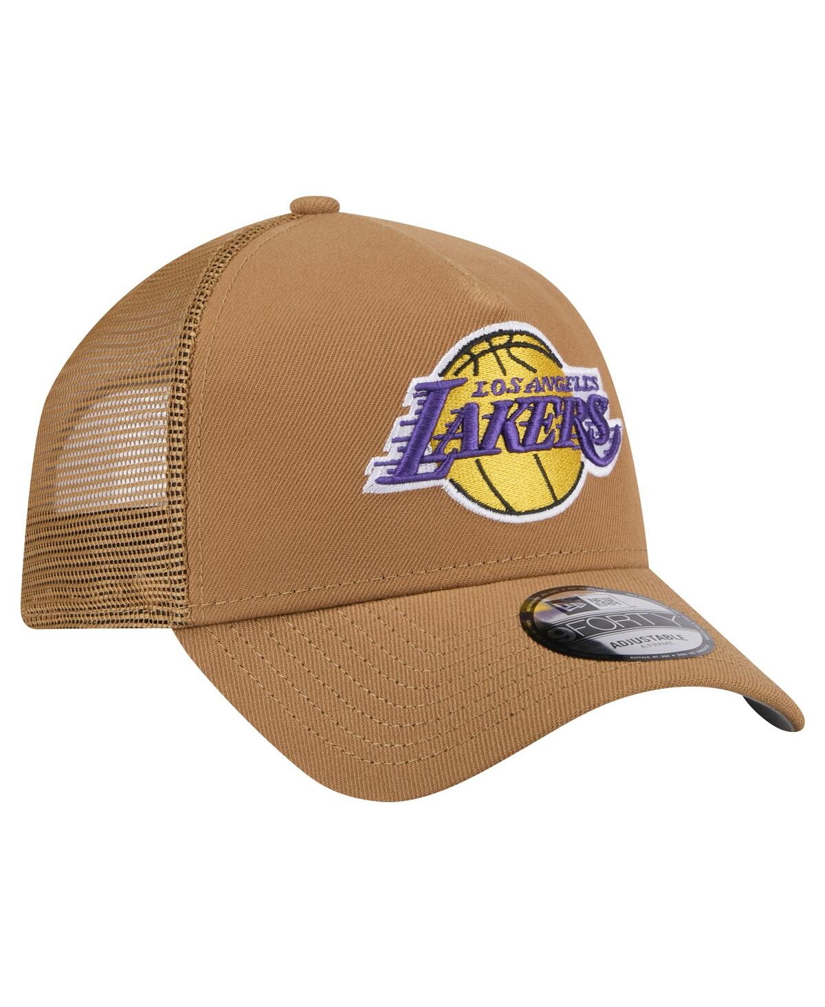 New Era Men'sLos Angeles Lakers 9FORTY A-Frame Trucker Adjustable Hat - Tan