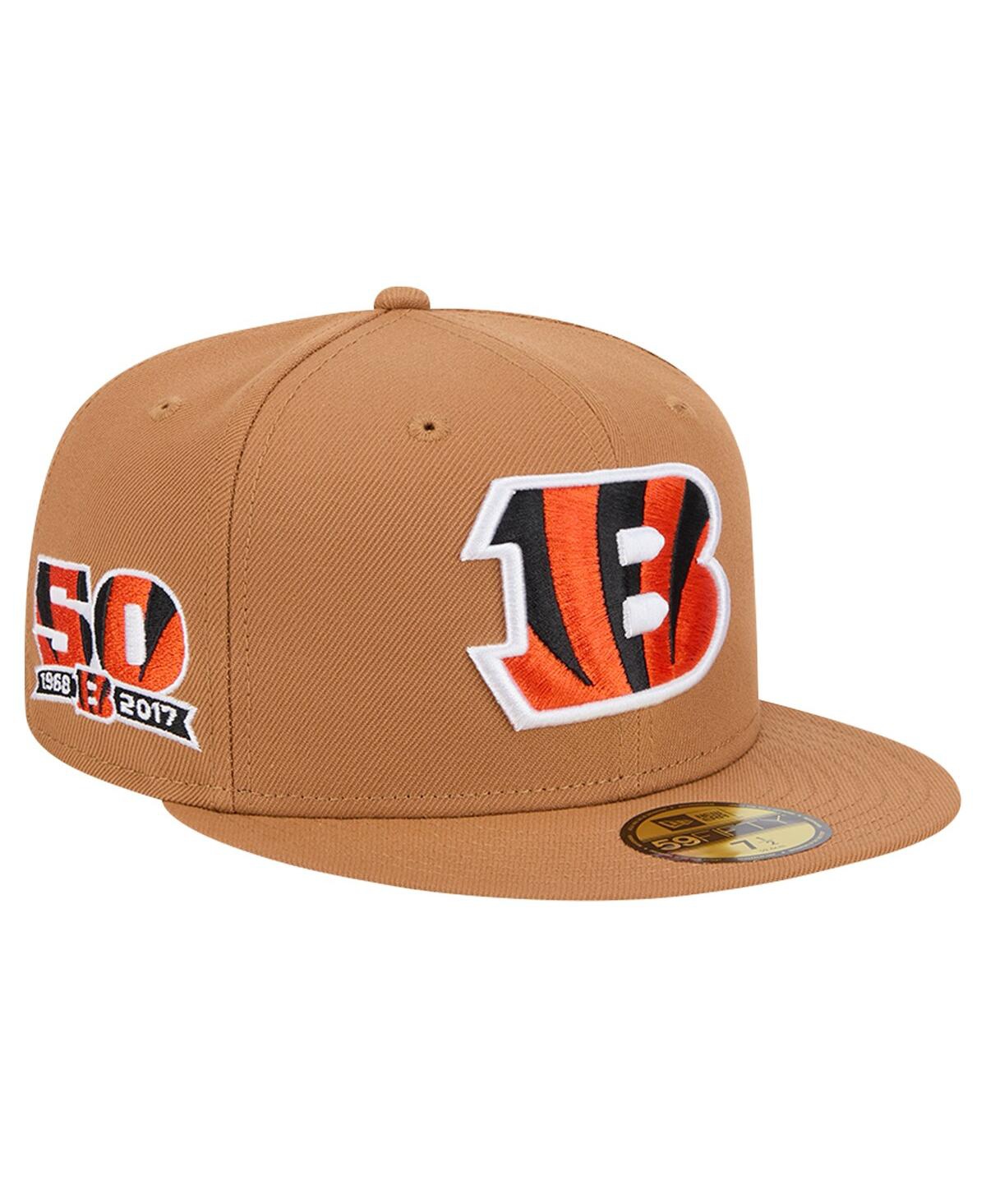 New Era Men's Tan Cincinnati Bengals Color Pack 59fifty Fitted Hat With Side Patch