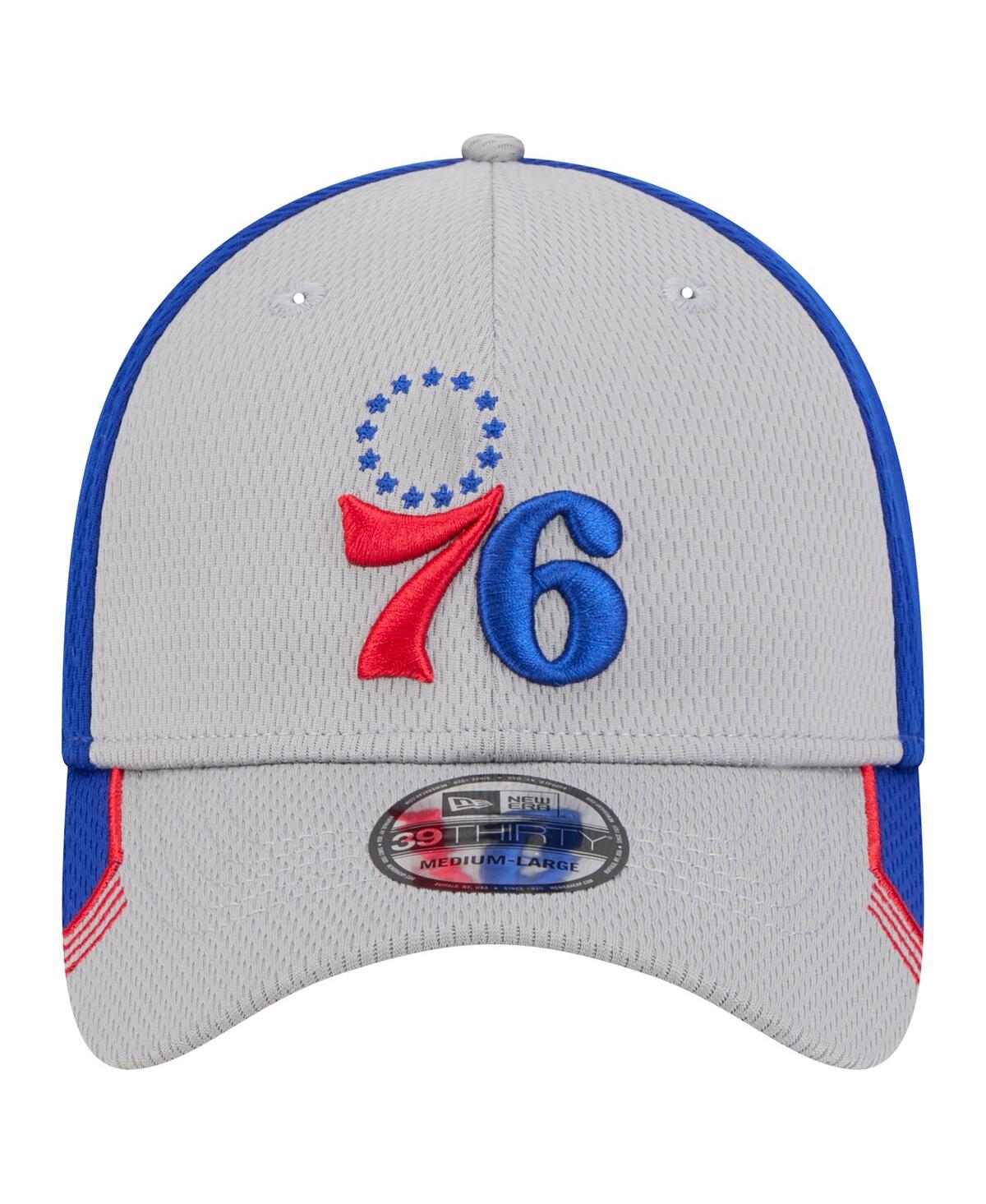 New Era Men'sRoyal Philadelphia 76ers Active Trim 39THIRTY Flex Hat - Gray, Royal
