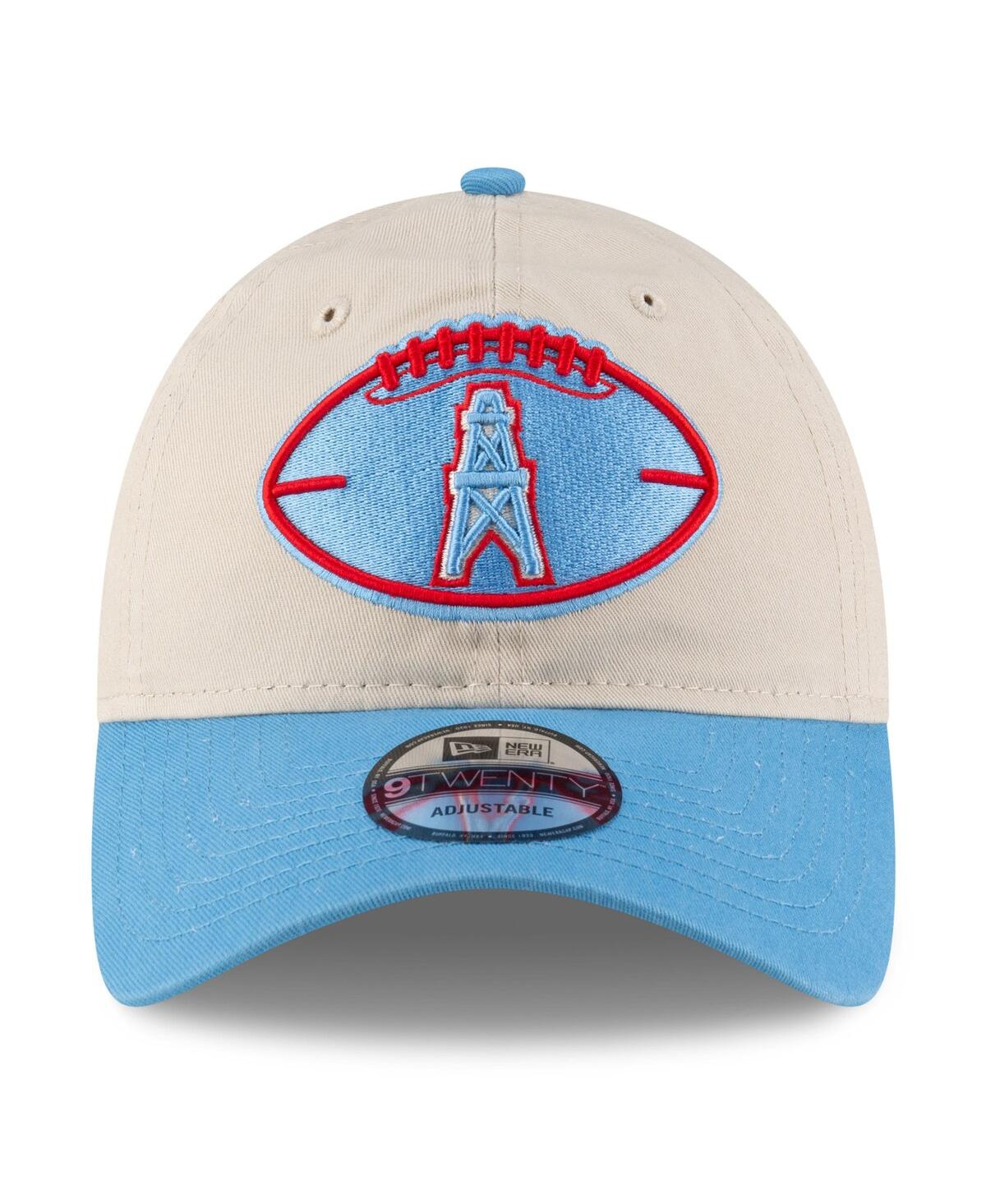 New Era Men's Stone/light Blue Houston Oilers 2024 Sideline Historic 9twenty Adjustable Hat In Stone,light Blue