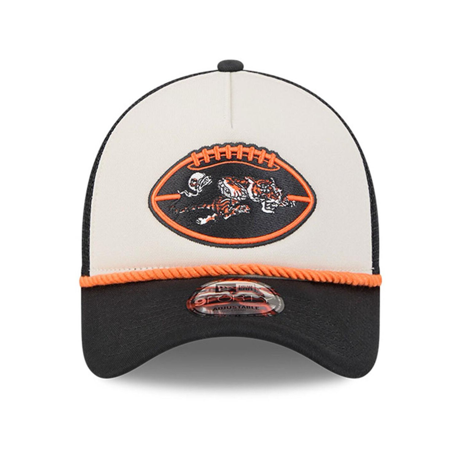 Men's Stone/Black Cincinnati Bengals 2024 Sideline Historic 9FORTY A-Frame Trucker Adjustable Hat
