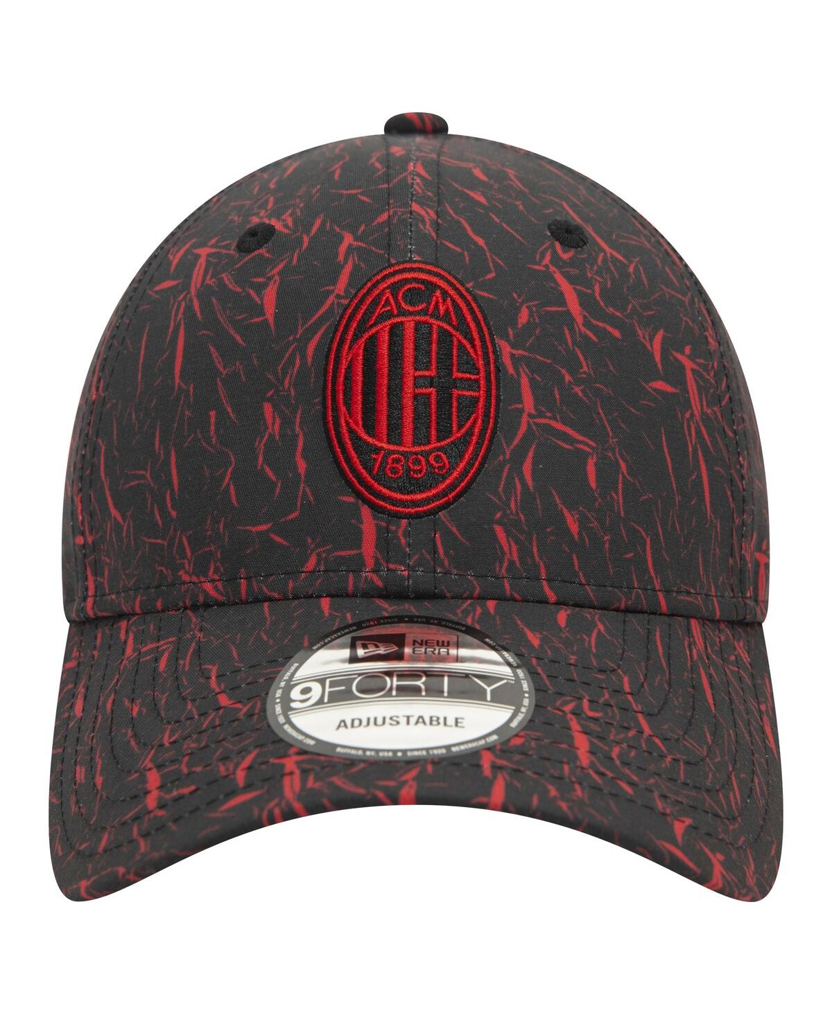 NEW ERA MEN'S BLACK AC MILAN CRINKLE 9FORTY ADJUSTABLE HAT 