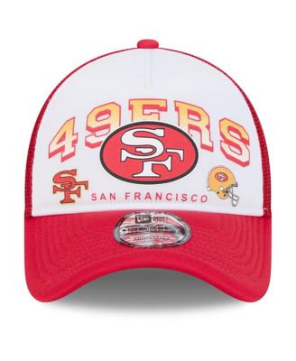 Men's White/Scarlet San Francisco 49ers Retro Wordmark A-Frame 9FORTY Adjustable Hat