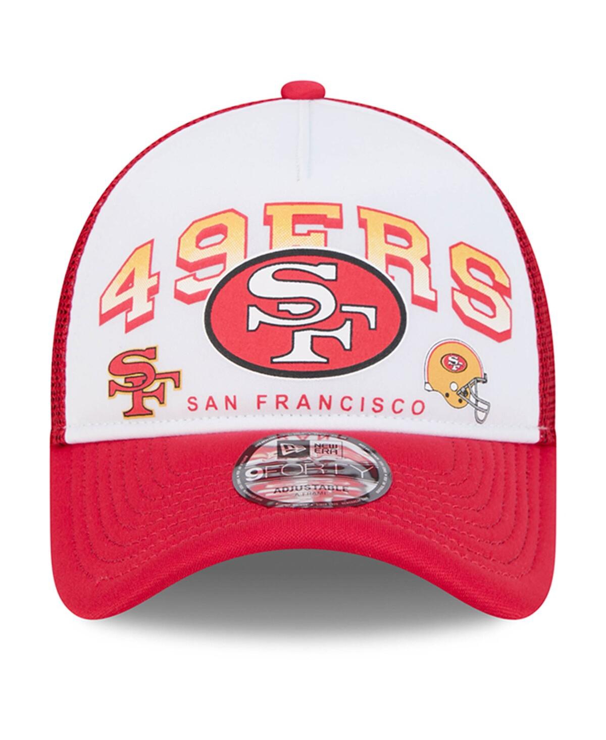 NEW ERA MEN'S WHITE/SCARLET SAN FRANCISCO 49ERS RETRO WORDMARK A-FRAME 9FORTY ADJUSTABLE HAT 