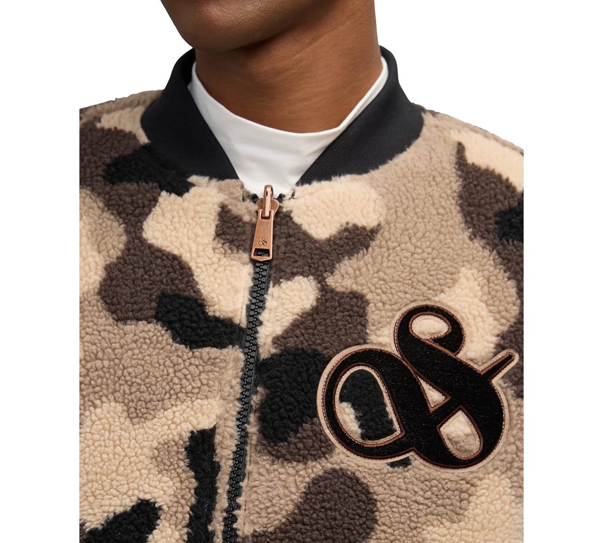 Scotch & Soda Evlon Reversible Faux Shearling Bomber Jacket In Black