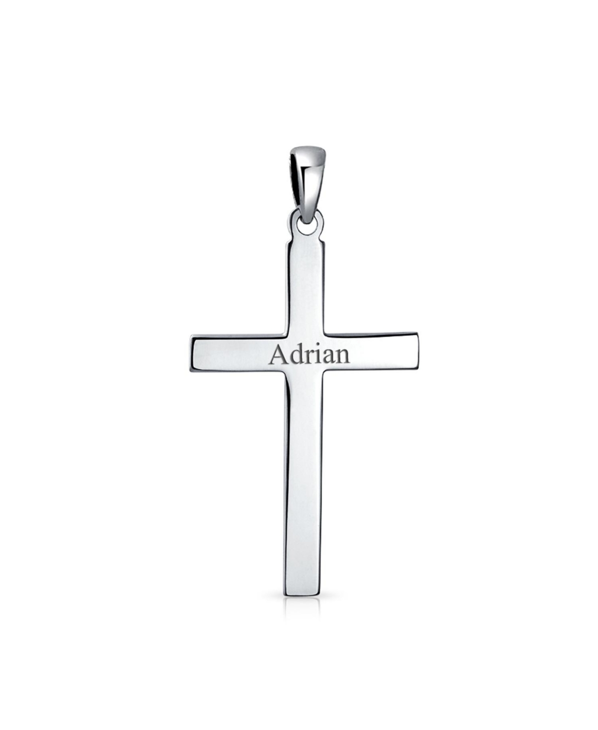 Bling Jewelry Large Plain Simple Basic Religious Cross Pendant Necklace For Women Solid Sterling- Silver