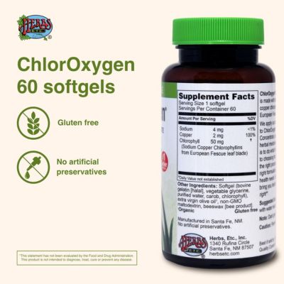 Chloroxygen Chlorophyll Concentrate: 60-Count Bottle of Softgels