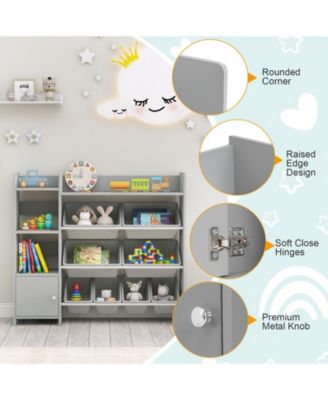 4-Tier Kids Bookshelf and Toy Storage Rack with 8 Toy Organizer Bins
