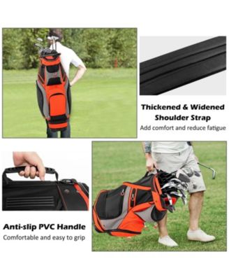 10.5 Inch Golf Stand Bag with 14 Way Dividers and 7 Zippered Pockets-Orange