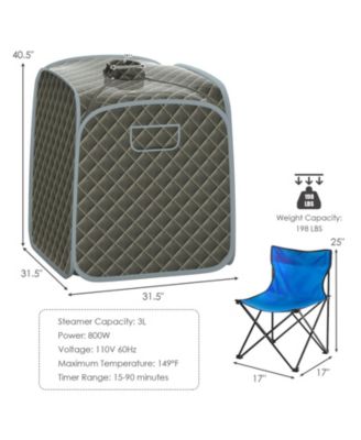 Portable Personal Steam Sauna Spa with Steamer Chair-Gray