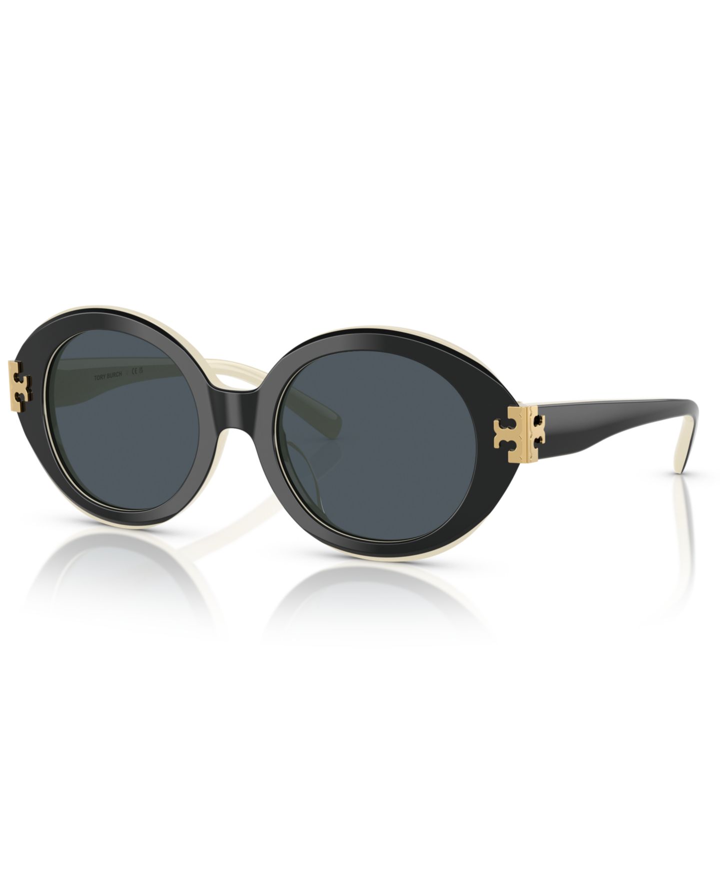 Женские солнцезащитные очки Tory Burch Sunglasses TY7210U, цвет: Чёрный / Слоновая кость — фото 1