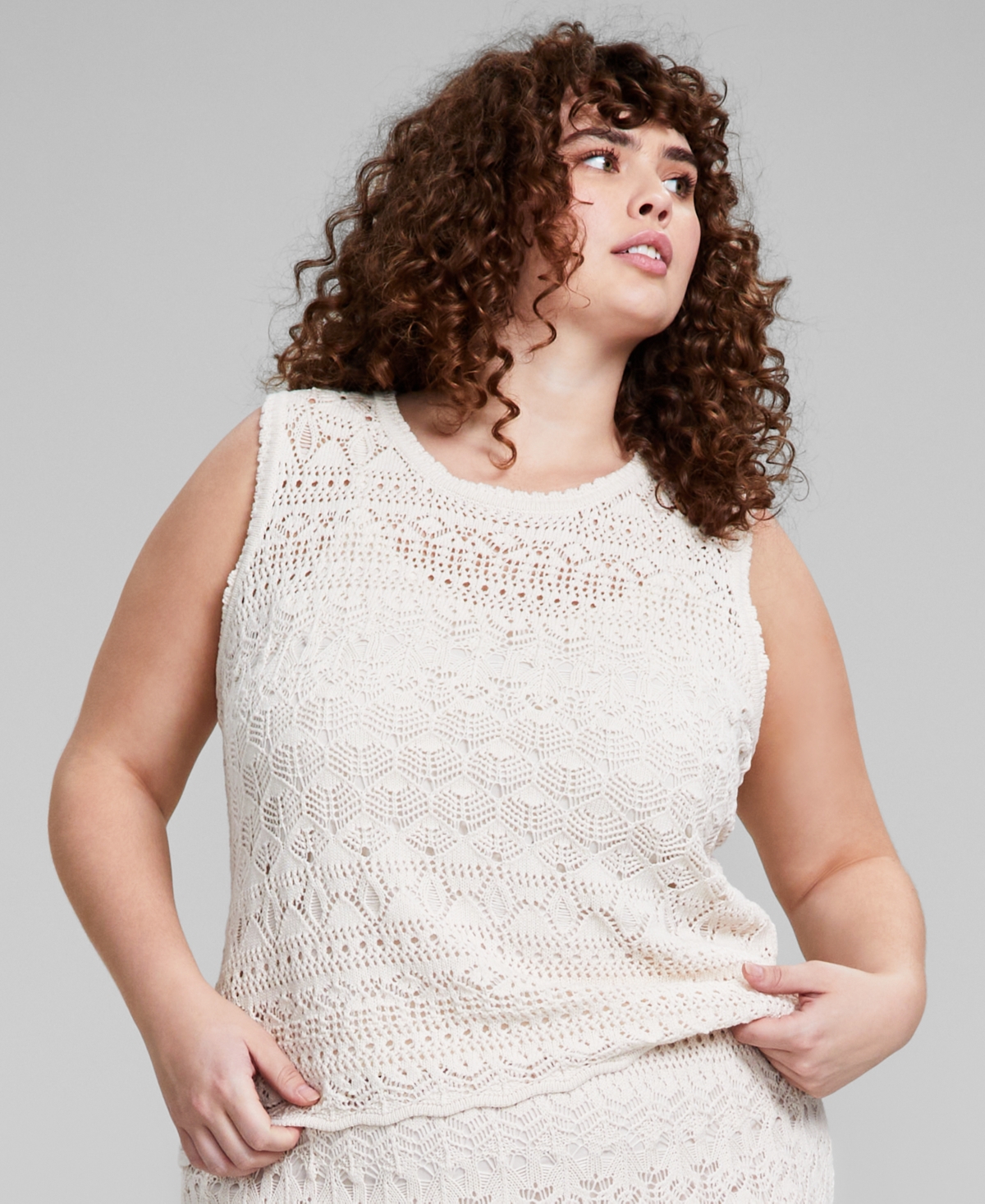 Trendy Plus Size Crochet Sleeveless Top, Created for Macy's - Canyon Earth