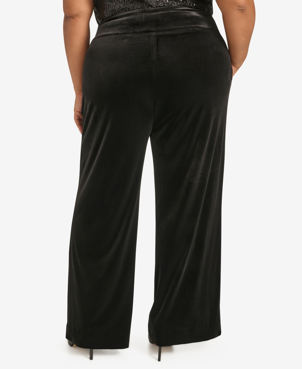 Calvin Klein Plus Size High Rise Wide Leg Velvet Pants