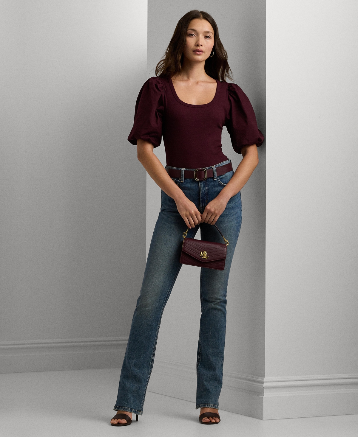 Lauren Ralph Lauren Women's Stretch Cotton Balloon-Sleeve Tee