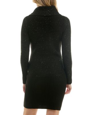Juniors' Turtle-Neck Button-Detailing Sweater Dress