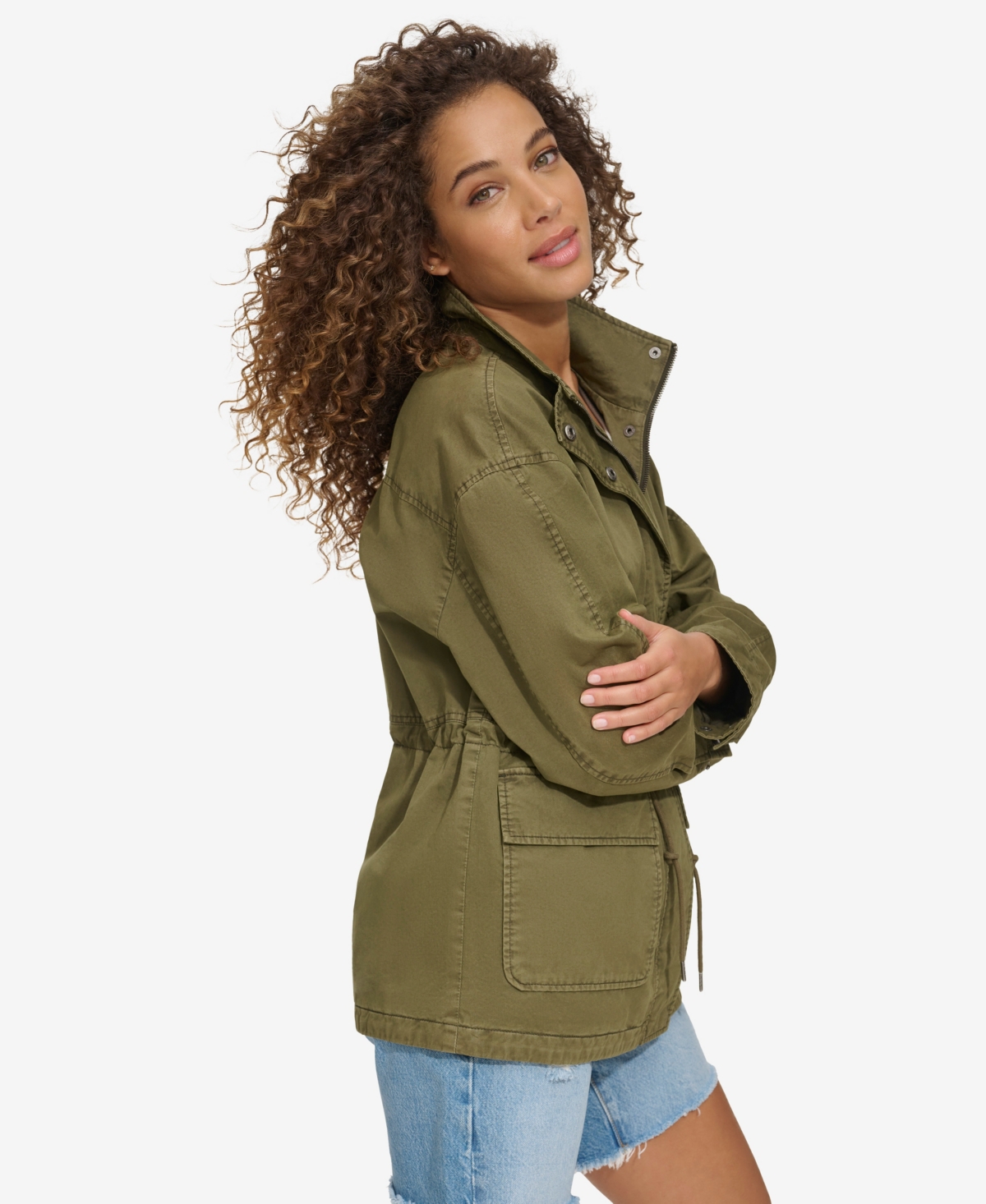 Shop Levi's Women's Lightweight Stand Collar Jacket In Olive