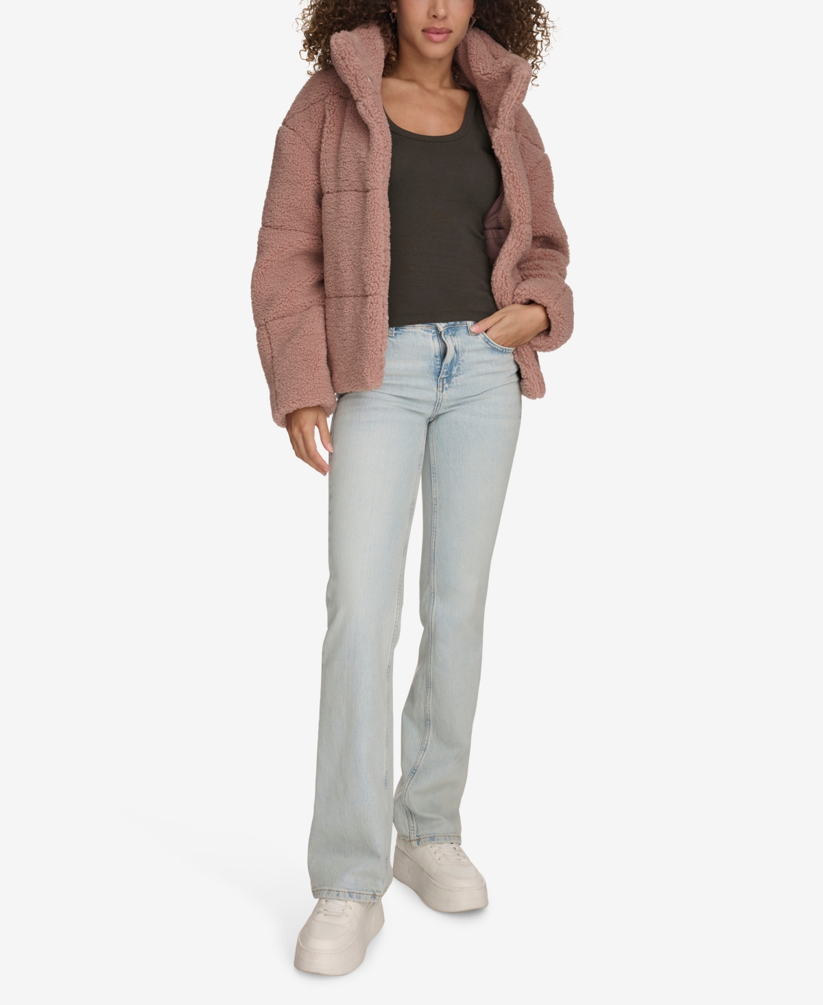 LEVI'S WOMEN'S SHORT SHERPA TEDDY JACKET 