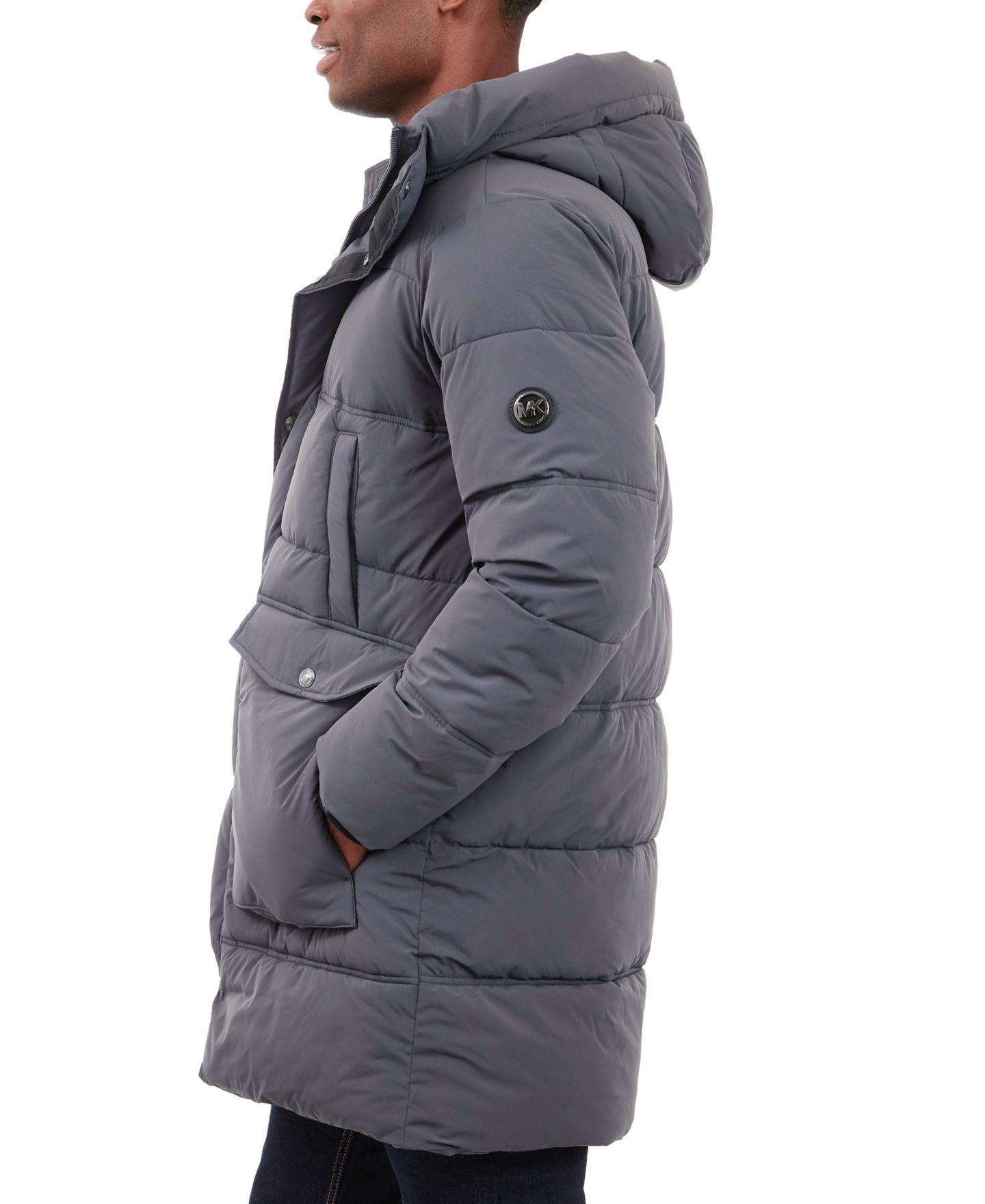 Мужская куртка Michael Kors Heavyweight Hooded Long Puffer, цвет: Угольный — фото 3