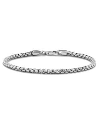 Men's Box Chain Bracelet 3mm Rhodium-Plated Sterling Silver