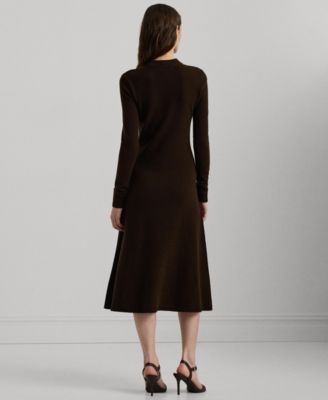 Lauren Ralph Lauren Women's Wool-Blend Long-Sleeve Sweater Dress - Macy's