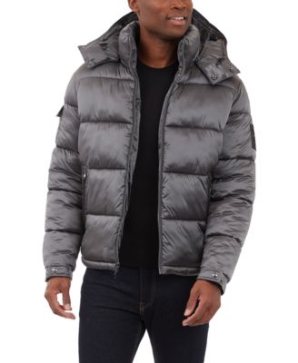Men's Heavyweight Metallic Finish Hooded Puffer Jacket