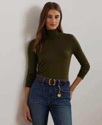 Lauren Ralph Lauren Women's Silk-Blend Turtleneck Sweater - Macy's