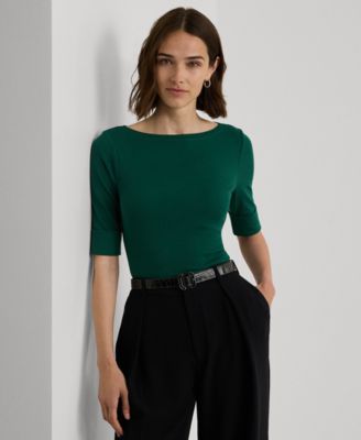 Lauren Ralph Lauren - Petite Stretch Cotton Boatneck Tee