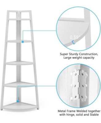 Corner Bookshelf 5-Tier Standing Shelving Unit for Living Room, Kitchen, Home Office, Indoor Plant Stand
