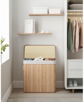 3-Section Laundry Hamper with Lid