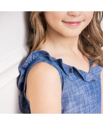 Girls' Sleeveless Ruffle Neck Jumpsuit, Kids