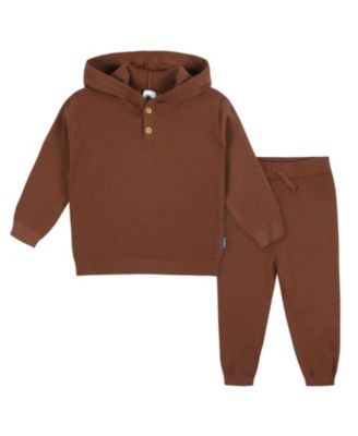 Toddler Boys Hooded Sweater Top and Pant Knit Set