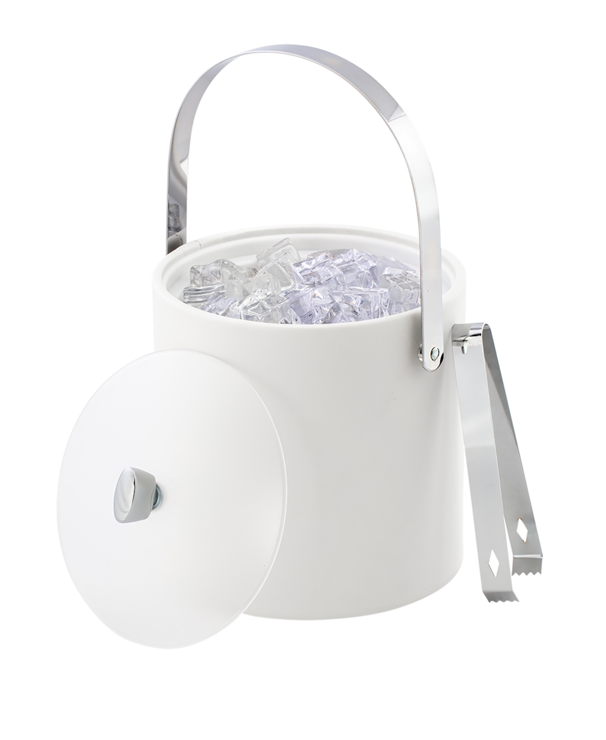 Kraftware Arc Ice Bucket And Ice Tong, 3 Quart In White
