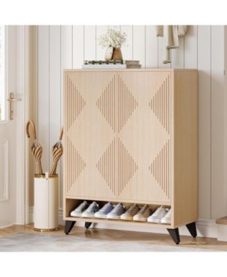 Tribesigns Shoe Cabinet with Doors, 6-Tier Entryway Shoe Storage Cabinet with Adjustable Shelves, Modern Wooden Shoe Organizer Cabinet for Living Room, Bedroom - Macy's 