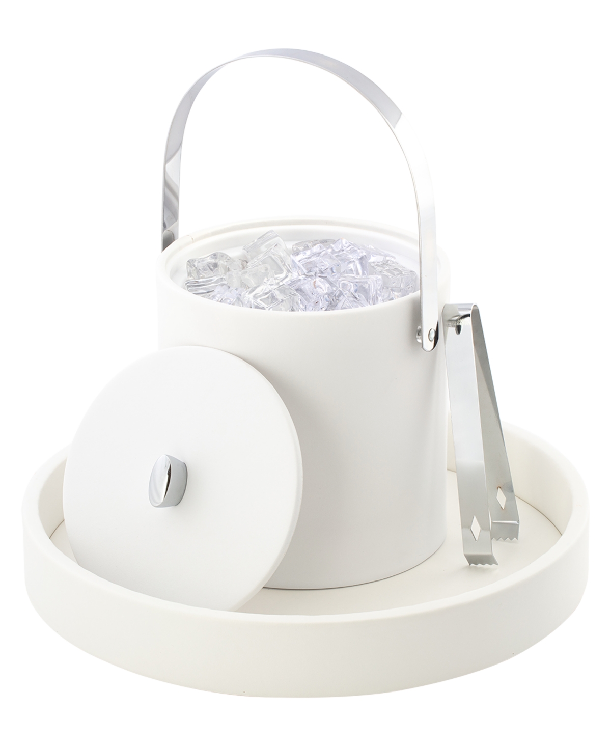 Kraftware Dorchester Ice Bucket And Ice Tong, 3 Quart In White