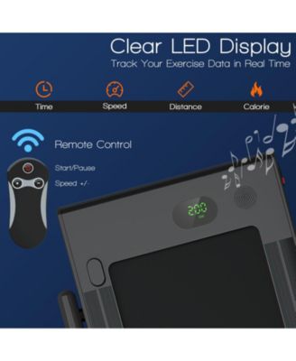 2-in-1 Folding Treadmill with Remote Control and LED Display-Black