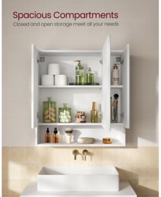 Wide Bathroom Mirror with Integrated Storage for Organized and Elegant Spaces