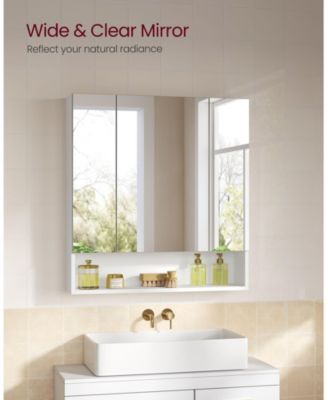 Wide Bathroom Mirror with Integrated Storage for Organized and Elegant Spaces