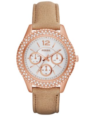 Fossil - Women's Stella Light Brown Leather Strap Watch 38mm ES3816