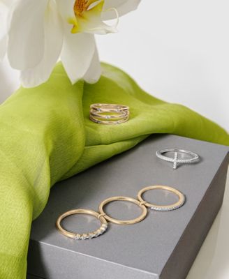Diamond Triple Row Stack Look Ring (1/4 ct. t.w.) in 10k Gold, Created for Macy's