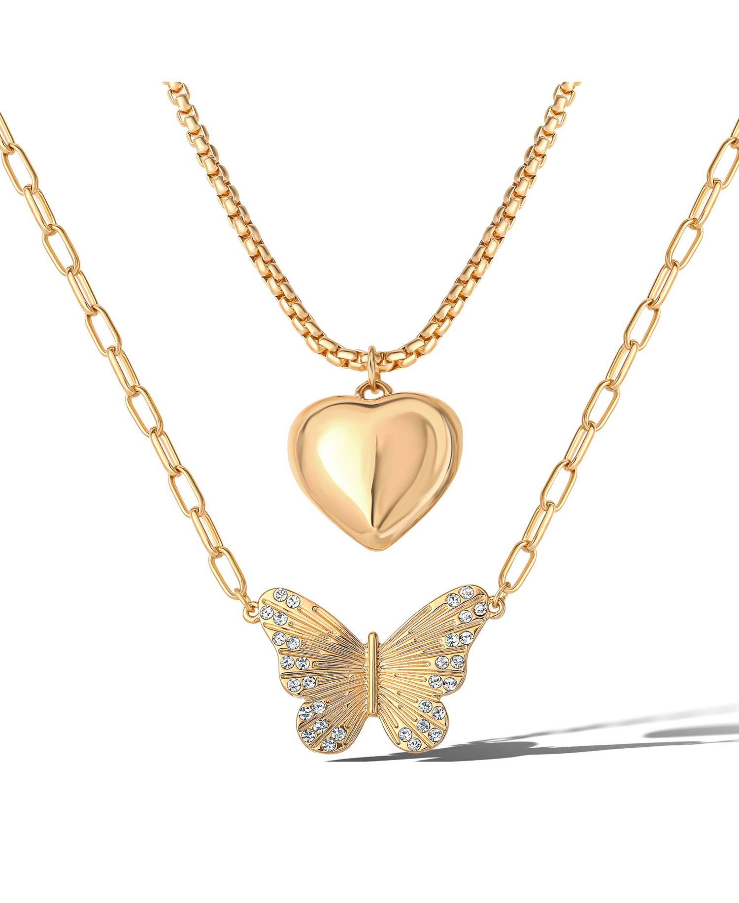 Butterfly and Heart Layered Necklace
