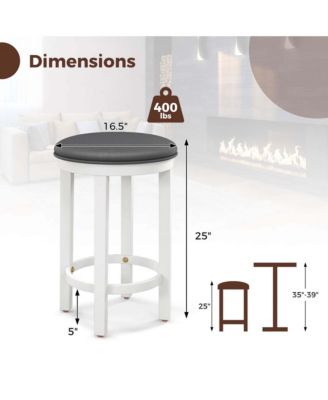 Bar Stools Set of 2 Counter Height Stools with Round Seat & Footrest for Kitchen