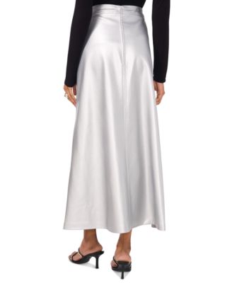 Women's Faux-Leather Seamed Maxi Skirt