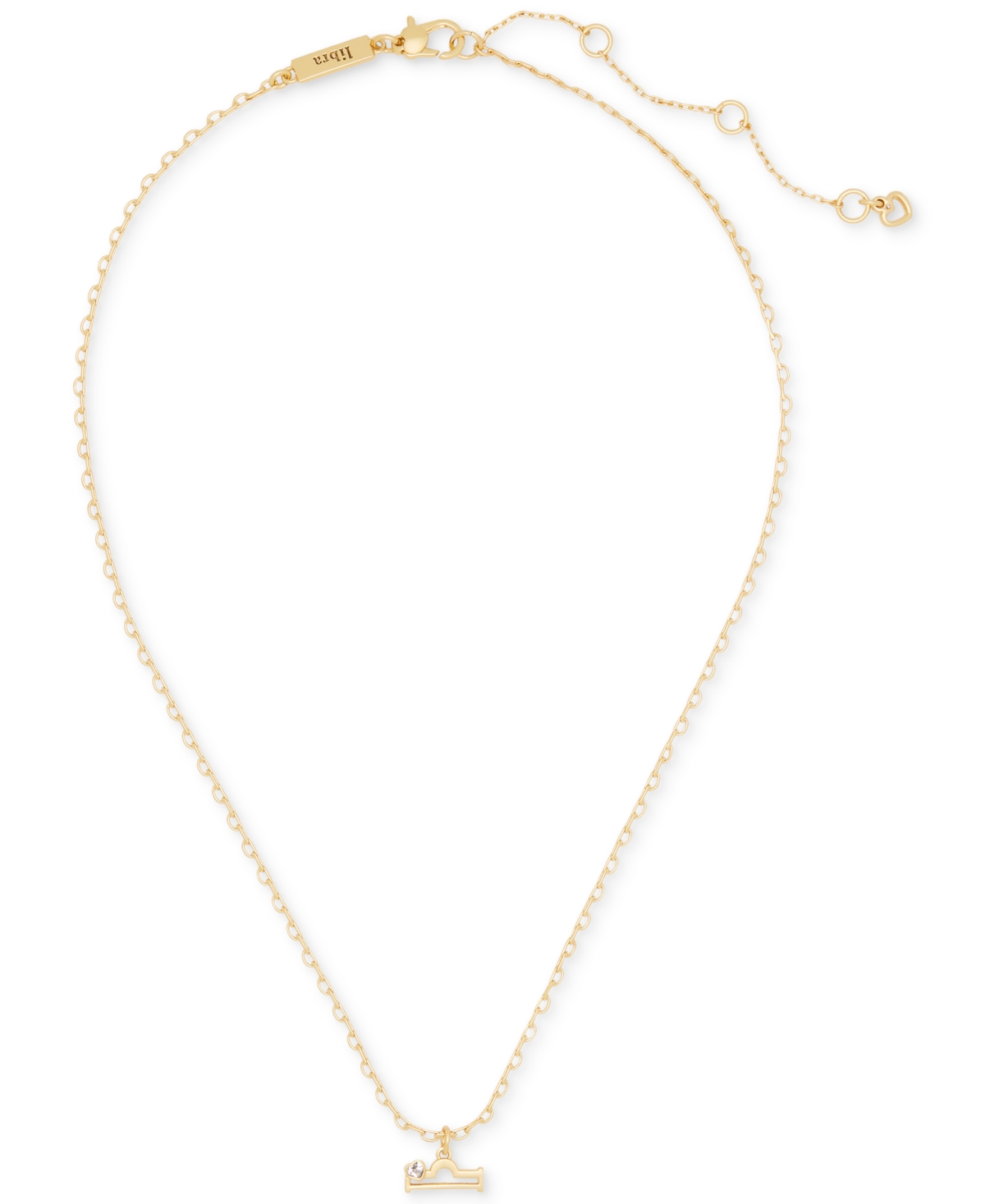 Gold tone Pave Zodiac Mini Pendant Necklace In Libra