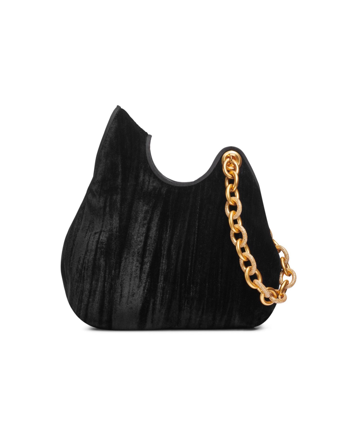 Donna Karan Lawrence Velvet Wristlet With Pave Chain Strap In Black,gold