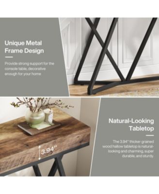 55 Inch Console Table, Farmhouse Sofa Table Wood Entryway Table, Behind The Couch Table Foyer Table, Rustic Brown