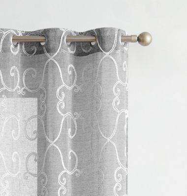 Sophia Linen Look 76" W x 96" L Grommet Window Panel Set