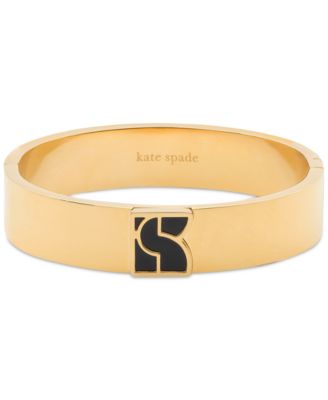 kate spade new york - Gold-Tone Black Mother-of-Pearl K Bangle Bracelet