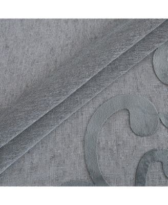 Natalie Linen Textured With 3D Velvet Scroll Design Light Filtering Window Panel Set, 76" W x 96" L